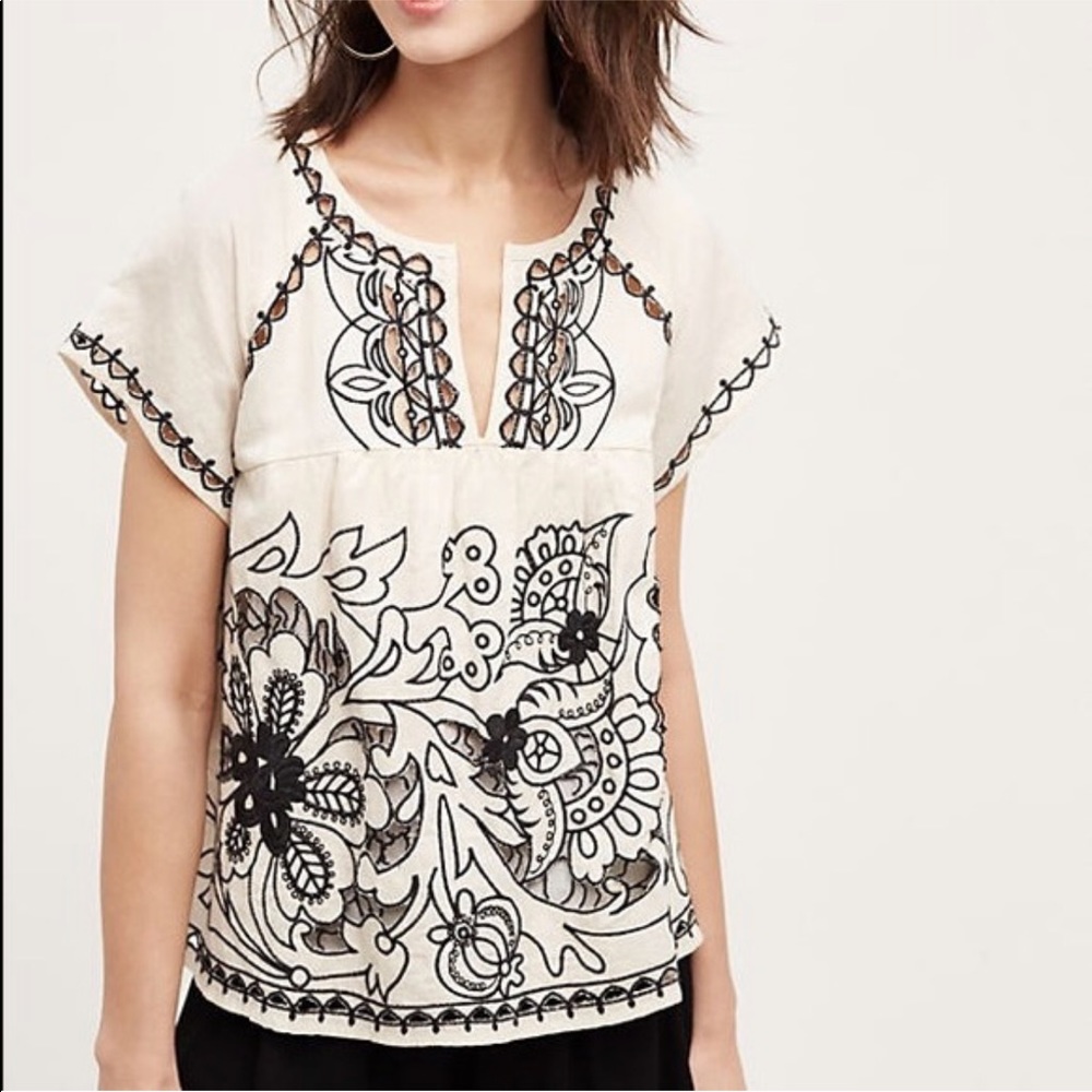 Anthropologie Marnie Embroidered Top